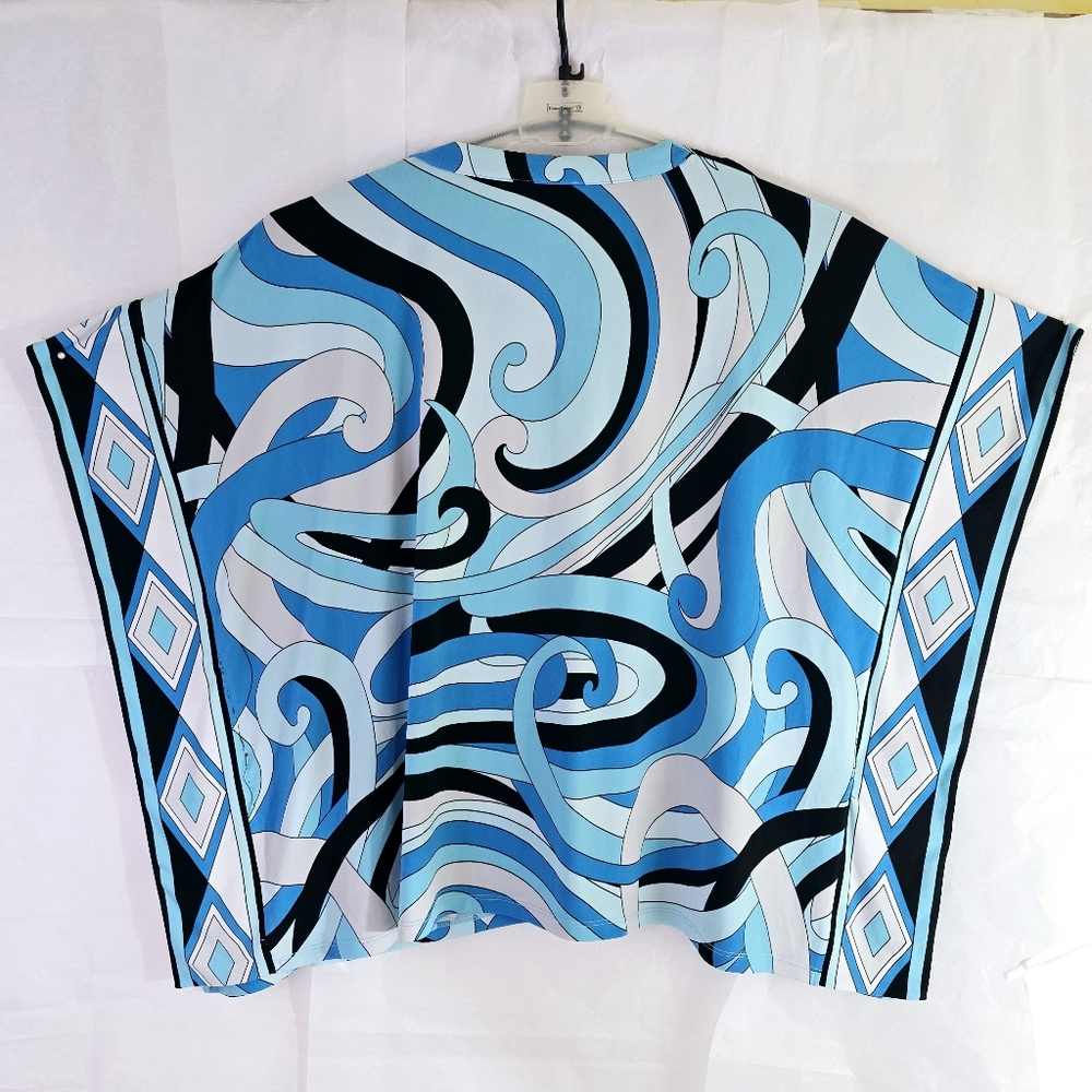 Michael Kors Women Sz OS Cover up Top adjust string neck poncho mod swirl print - Picture 2 of 11